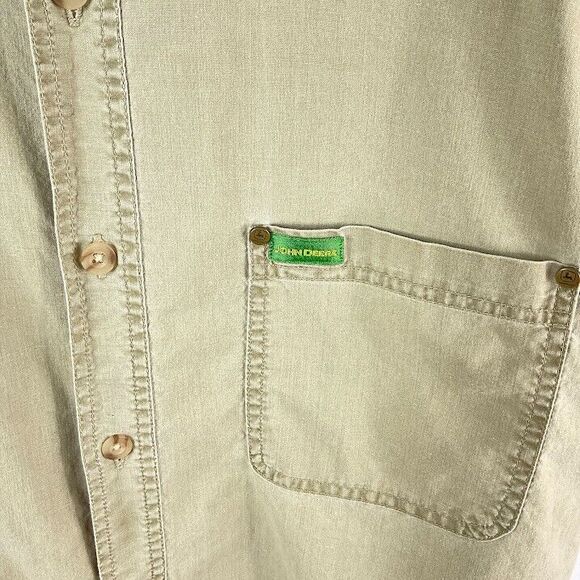 Vintage John Deere Button Shirt L Work Uniform Mechanic Farm Ranch Cowboy Casual - Picture 4 of 7